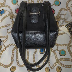 ❤️RARE ELIZABETH RAND Black Leather/Suede Silver Accent Structured Handbag Purse